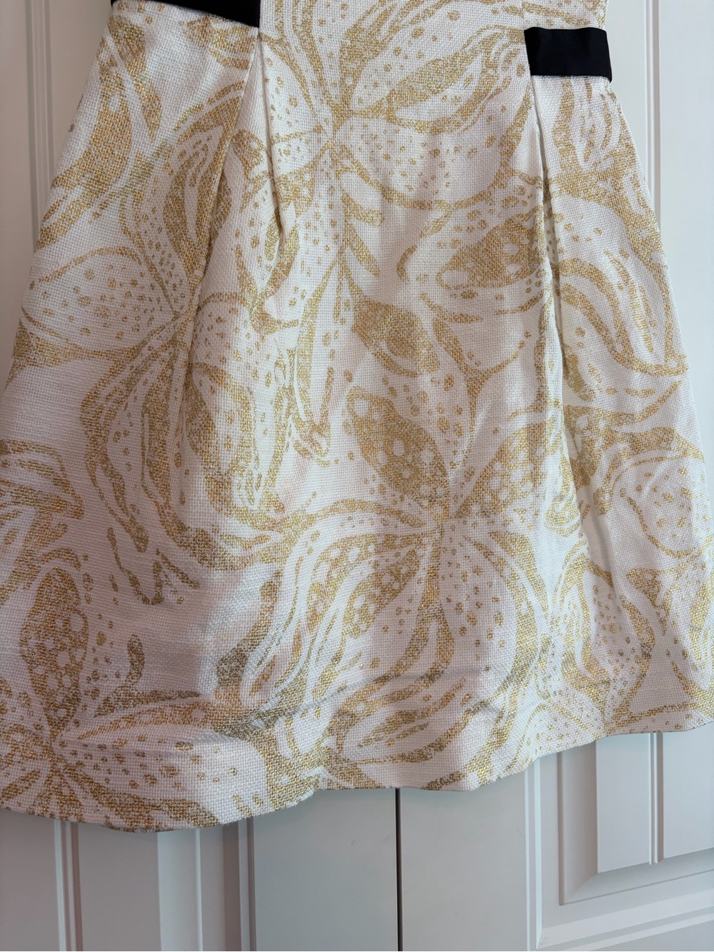 Lilly Pulitzer Christine Sneak A Peak Beaded Strapless Dress Sz 2 Gold Black Min - Picture 5 of 13